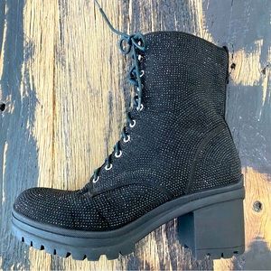 Madden Girl G Sauce Black Crystal Heel Boots NWOT Size 9.5